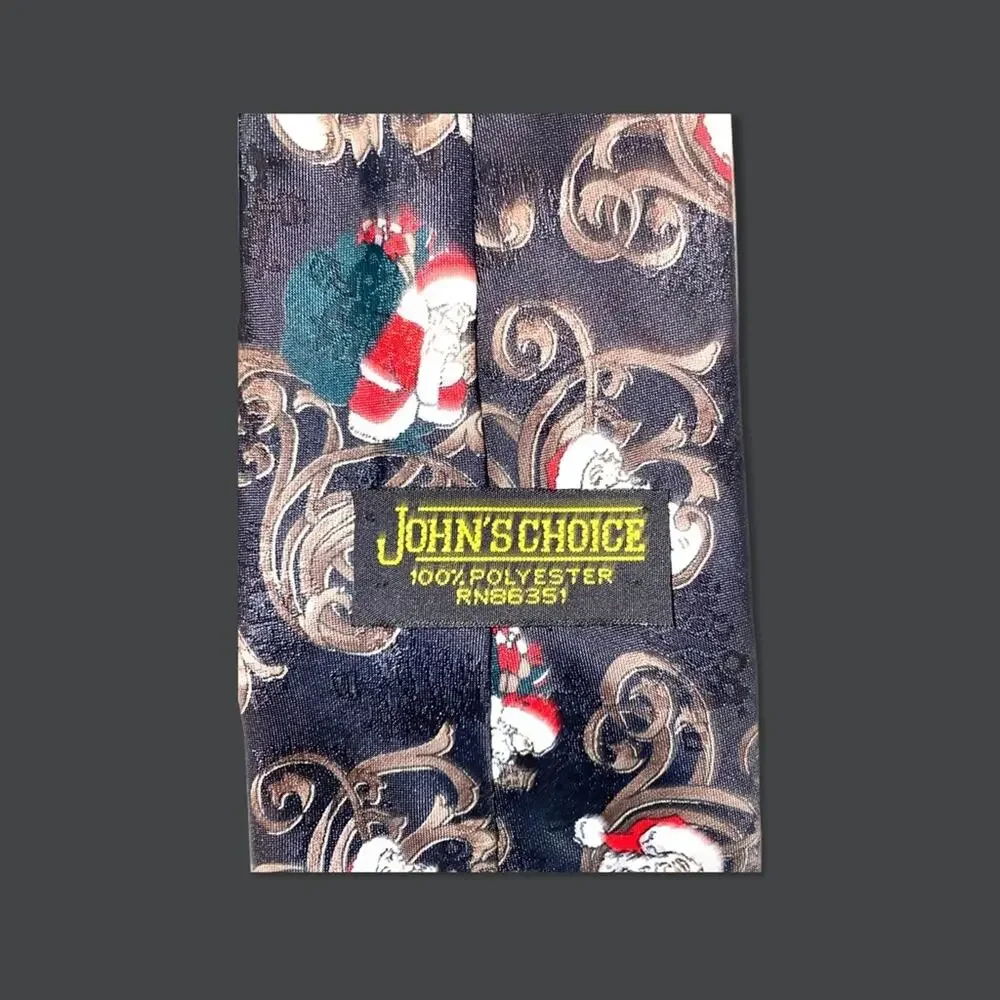Vintage black Santa Claus tie Holiday